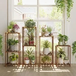 Bamworld Plant Stands Indoor 4 Sets Shelves Outdoor Wooden Holder. Fixed Price $34.99.