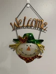 Scarecrow Welcome Sign-hanging-metal & Glass By Sunset Vista Designs. Fixed Price $14.00.