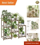 Natural Wood 3-TIER Plant Rack Perfect For 7+ Pots, Indoor & Outdoor Use. Fixed Price $35.49.