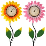 2 Pack Outdoor Thermometer, 39 Inch Metal Sunflower Garden Stake Outside. Fixed Price $63.23.