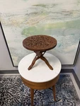Vietnam Era Hand Carved Monkey Wood Accent Table- 2 Piece Sculptural Design. Fixed Price $325.00.
