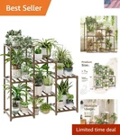 Natural Wood Ladder Plant Stand Stylish 3-TIERED Rack For Home & Garden. Fixed Price $37.98.