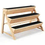3-TIER Wooden Garden Bed Plant Stand Flower Storage Shelf Rack W/2-HANGING Hooks. Fixed Price $84.99.