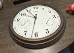 Wihoo 15 Silent Wall Clock W/2 Sub Dials Metal Bronze Thermometer Hydrometer. Fixed Price $59.00.