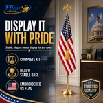 Indoor American Flag Pole Kit 6-8 Ft Gold Eagle Topper Heavy Base Us. Fixed Price $49.99.