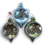 North Pole Trading Co Lot Of 3 Christmas Ornaments Finial Green Blue Silver 2010. Fixed Price $16.00.