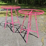 Bright Pink Heavy Metal 3' Round 4' Tall Foldable Clothing Racks. Fixed Price $100.00.
