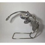 Grape Leaf Wine Bottle Holder Silverplate Metal Tabletop Display Stand. Fixed Price $28.00.