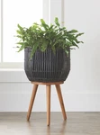 Better Homes & Gardens Black Round Resin Planter Stand Set With Wood Legs. Fixed Price $39.56.