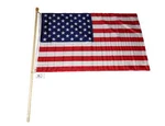 Foot Wooden Flag Pole Kit Wall Mount Bracket With 3X5 Usa American House. Fixed Price $27.76.