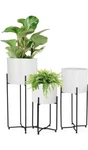 Sinolodo Mid Century White With Black Stand 3 Pcs Modern Planters. Fixed Price $89.99.