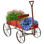 Wooden Wagon Flower Planter Pot Stand Bed W/wheel Home Garden Yard Outdoor Decor. Fixed Price $39.99.