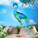 Solar Lighted Peacock Bird Metal Stake Garden Yard Art Ornament 26"H. Fixed Price $54.95.