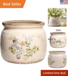 Charming 6.29'' Clay Ceramic Planter With Crackle Glaze - Ideal For Interiors. Fixed Price $41.81.