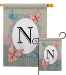 Butterflies Initial Bugs Frogs Monogram Floral Colorful Garden House Yard Flag. Fixed Price $23.95.