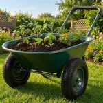 Heavy Duty Utility Cart Garden Wheelbarrow Dual Wheels Built-in Stand. Fixed Price $94.41.