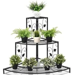 3 Tier Floral Corner Metal Plant Pot Rack - Color: Black. Fixed Price $109.48.