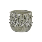 Cheungs Round Cement Pot Overlapping Feather Pattern Gray. Fixed Price $25.99.