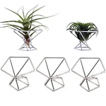 5 Pcs Geometric Air Plant Holders Silver Metal Stand Himmeli Rack Tillandsia. Fixed Price $17.80.