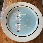 Vintage Abstract Studio Art Pottery 16 Round Tray Wall Hanging Hand Painted. Fixed Price $65.00.