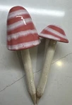 Pink Stripe Shroomyz Mushroom Garden Stakes Studio Pottery Vtg Usa Retro Lot 2. Fixed Price $45.00.