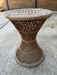 Vintage French Rattan Wicker Plant Stand Tam Small Side End Table. Fixed Price $89.24.