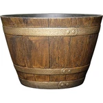 Classic Home And Garden Whiskey Resin Flower Pot Barrel Planter, Oak Brown, 15". Fixed Price $30.99.