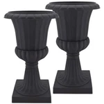 27" Tall Tumbled Black Garden Urn 2-PACK Planter Flower Pot Outdoor Decor. Fixed Price $101.93.