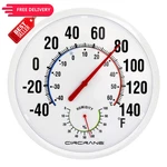 Circrane 13.25 Inch Round Thermometer With Hygrometer, Large Indoor White. Fixed Price $28.99.