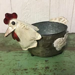 Cute Metal Chicken Hen Galvanized Planter Bucket Bowl Farmhouse Display Rustic. Fixed Price $28.95.