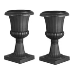 Uimoso Urn Planters 9.8" X 16.5" 2 Pcs Plastic Flower Pot Garden Decor Black. Fixed Price $25.59.