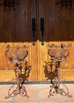 2/PAIR Vintage Rustic Iron Curly Pedestal Holders Planters Garden Cast Metal 25. Fixed Price $279.00.