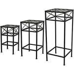 Panacea 82216 Cross Hatch Square Plant Stands, Black, Set Of 3. Fixed Price $123.76.