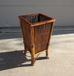 Vintage Mid Century Boho Chic Bamboo Rattan Umbrella Plant Stand Box Basket D65. Fixed Price $324.00.