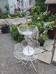 Rare White French Metal Iron Antique 44X22 Tiered Flower Plant Stand Must See. Fixed Price $347.00.