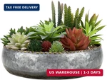 Mygift 11-INCH Galvanized Silver Metal Round Planter Bowl With Brass-tone Pebble. Fixed Price $47.61.
