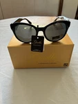 Giselle Contemporary Women's Round Cat Eye Black Frame Gray Lens. Fixed Price $35.00.