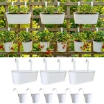 17 Inch White Metal Rail Planter Hanging Window Box Deck Balcony 9-PIECE Set. Fixed Price $50.05.