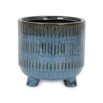 Cheungs Victrola Raised Round Tri Band Lined Pattern Ceramic Pot Large Blue. Fixed Price $37.87.