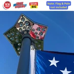 Large Star Flagpole Solar Led Lights Design Top Mount Dusk Dawn Outdoor Decor. Fixed Price $110.91.