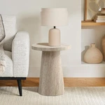 New Luxenhome Round Side Table, 20 Inch Modern Stone Pattern Wooden End. Fixed Price $159.83.
