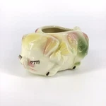 Vintage American Bisque Planter 5" Floral 1940S 1950S Piggy Kitschy. Fixed Price $12.99.