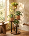 Bamworld Plant Tables Indoor Corner Stand Tall Metal Wood Shelf. Fixed Price $31.99.