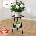 Jvtoo Metal Plant Stand Double Deck Black Indoor Outdoor Flower Pot Holder. Fixed Price $41.99.