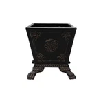 15 In. Sq Cast Stone Footed Planter Aged Charcoal Finish. Fixed Price $118.82.