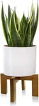 Wood Mid Century Modern Planter Rattan Flower Pot Short Stands. Fixed Price $23.00.