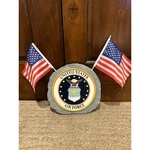 United States Airforce Sign With Flags, Military Garden Stone New!. Fixed Price $31.50.