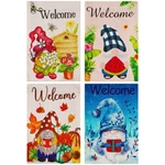 New G128 Garden Flag Set Seasonal Gnomes 4 Pieces 12X18IN Blockout Fabric. Fixed Price $22.95.