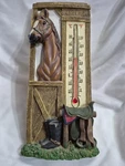 Spoontiques Chestnut Horse Barn Stall Cowboy Boots Saddle Farm Wall Thermometer. Fixed Price $18.69.