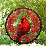 Red Cardinal Round Hanging Decor Bird Suncatcher Window Wall Art Home. Fixed Price $10.45.